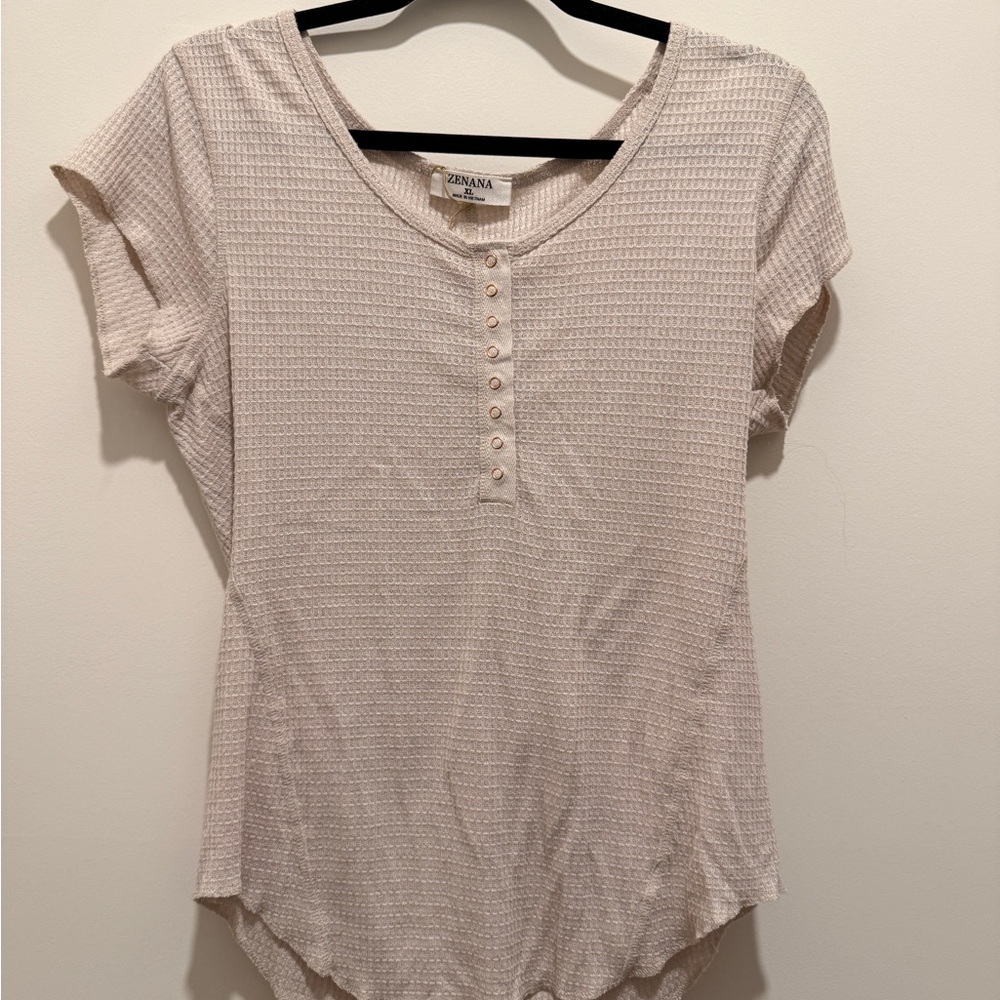 Zenana Women's Cream Short Sleeve Top
